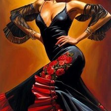 Mujer flamenca con traje da faralaes