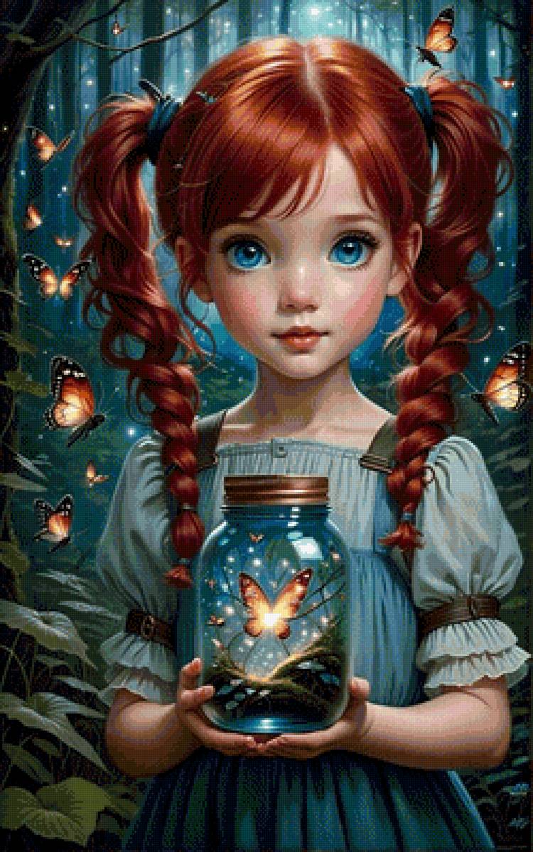 волшебство - девочка, бабочки - предпросмотр
