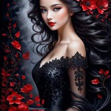 Схема вышивки «Mujer gitana de rojo»