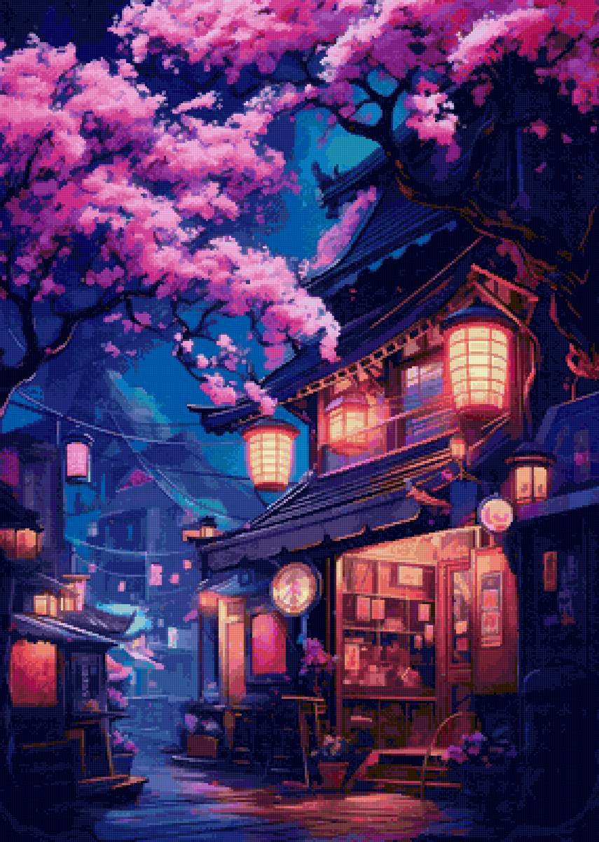 Японский домик - магазин, япония, сакура - предпросмотр