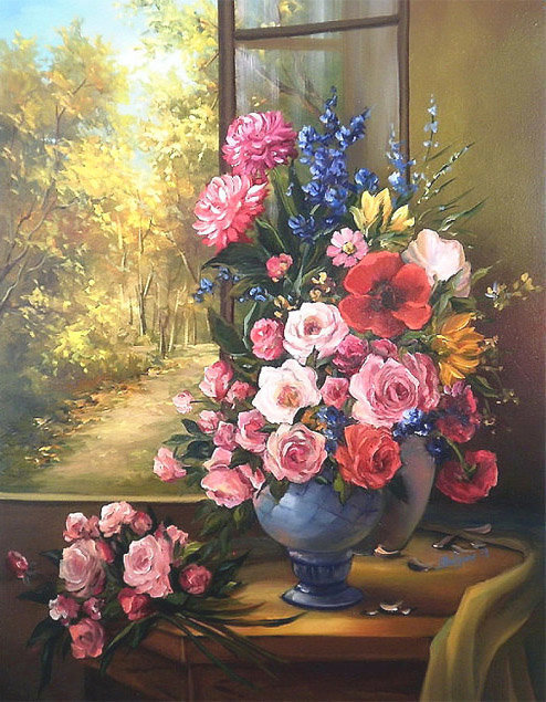 №2776078 - окно, букет - оригинал