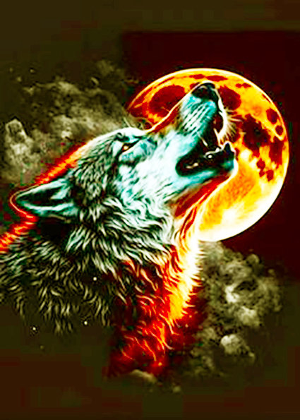 волк воет на луну - хищники, луна, волк, ночь, песня - оригинал