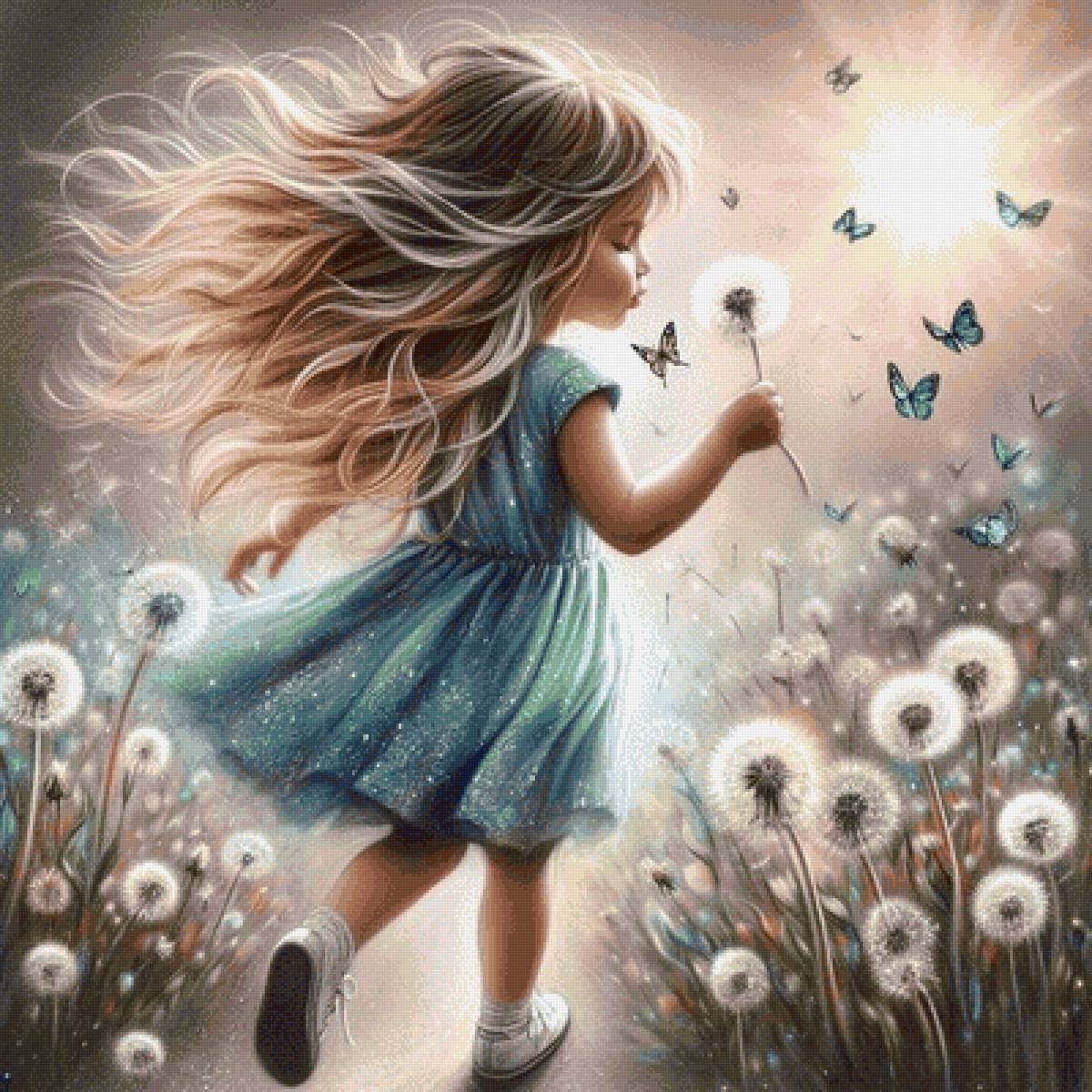 Навстречу солнцу - солнце, одуванчики, лето, девочка - предпросмотр