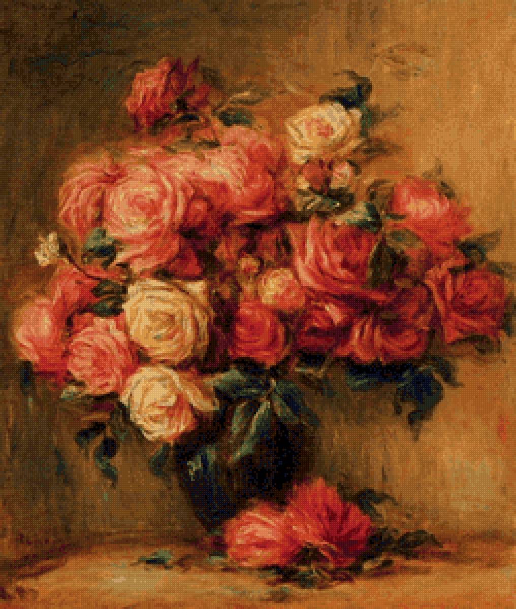 Пьер Огюст Ренуар "Розы" - цветы, букет, ренуар, розы, живопись - предпросмотр