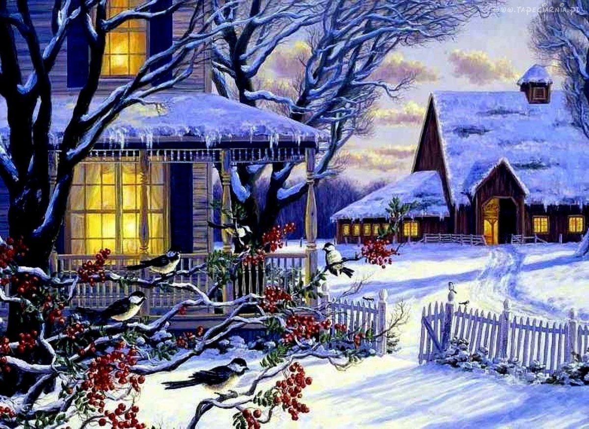 милый дом зима6 - дом. зима, пейзаж - оригинал