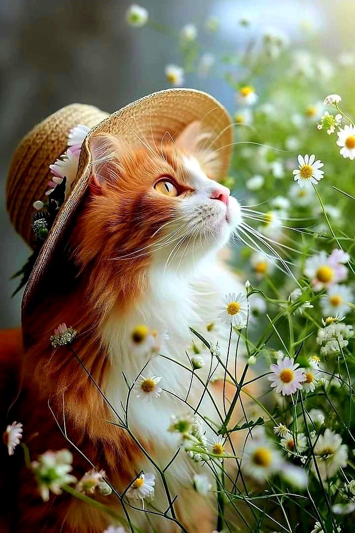 Котик в шляпе - котик, животные - оригинал