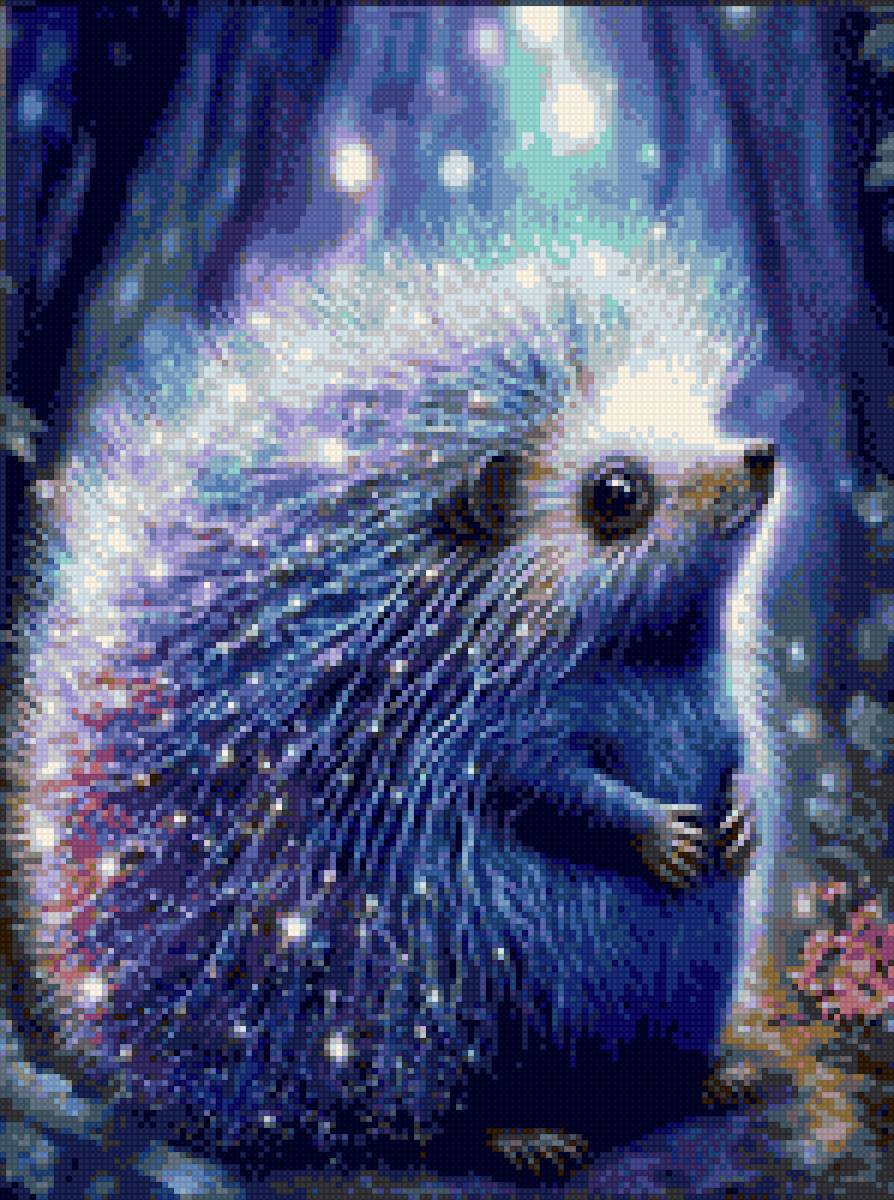 Ёжик - лес, сказочный, ежик, сказка, голубой - предпросмотр