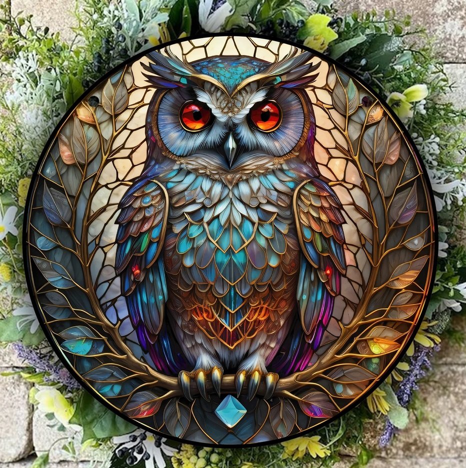 Сова - лес, витраж, подвеска, сова, сказка - оригинал