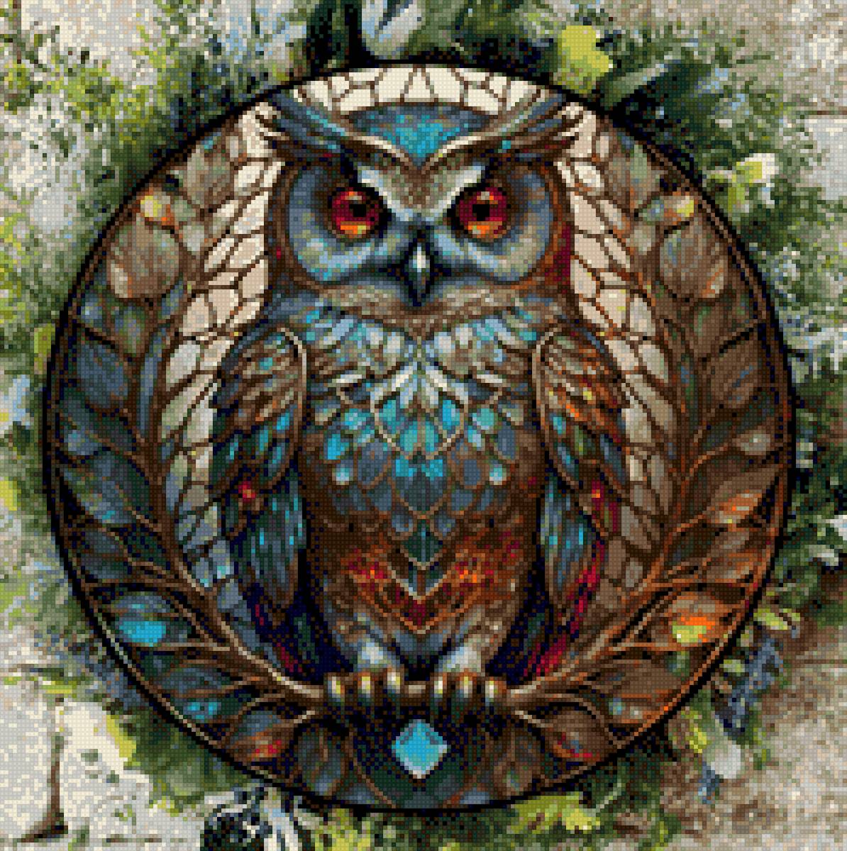 Сова - сова, витраж, подвеска, сказка, лес - предпросмотр