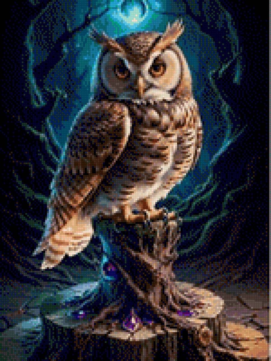 Ночь - сова, лес, ночь, сказка - предпросмотр