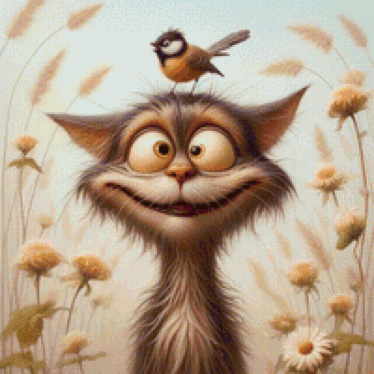 Отличное настроение - птица, кот - предпросмотр