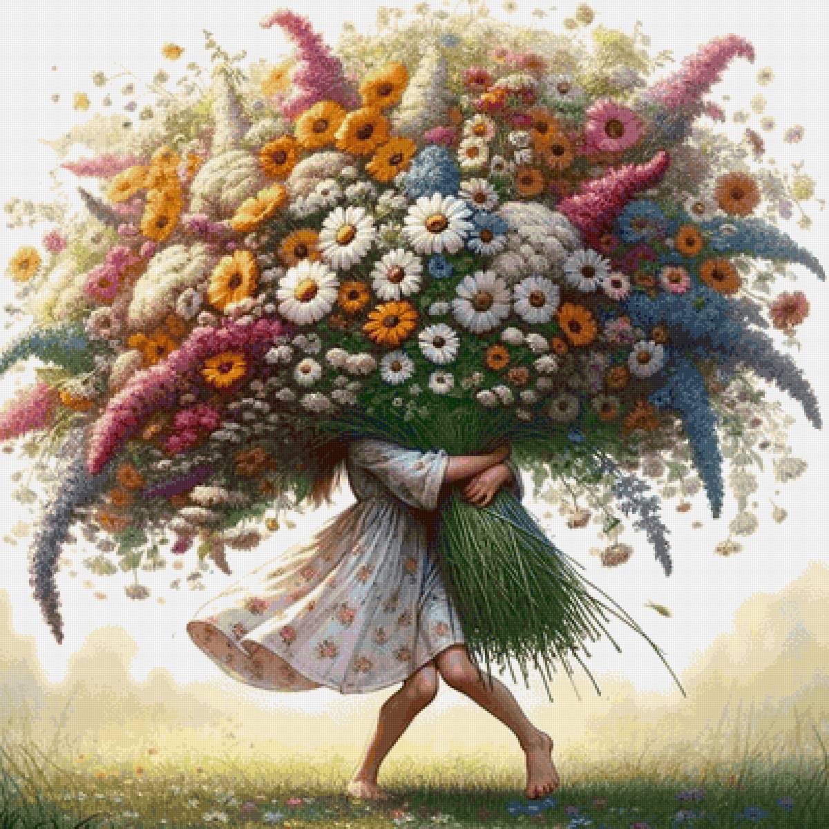 Букет - букет, лето, девочка - предпросмотр