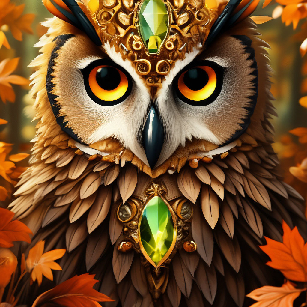 Совушка. - сова, птица, листья., осень - оригинал
