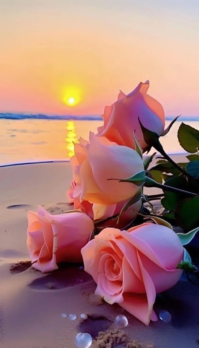 Розы  в лучах заката - море розы солнце закат - оригинал