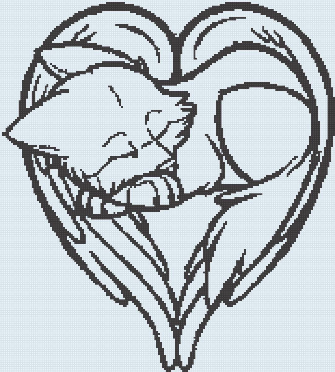 ангел лис - лис, монохром - предпросмотр