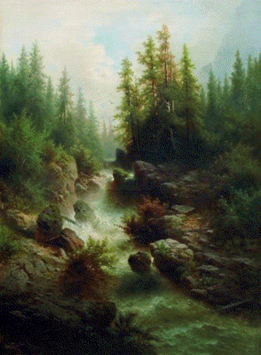 Горный ручей. - картина - предпросмотр