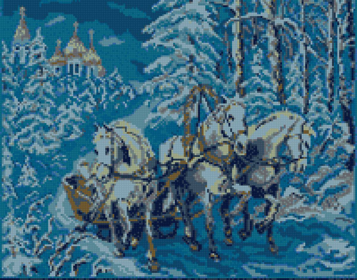 Тройка лошадей - тройка, лошади - предпросмотр