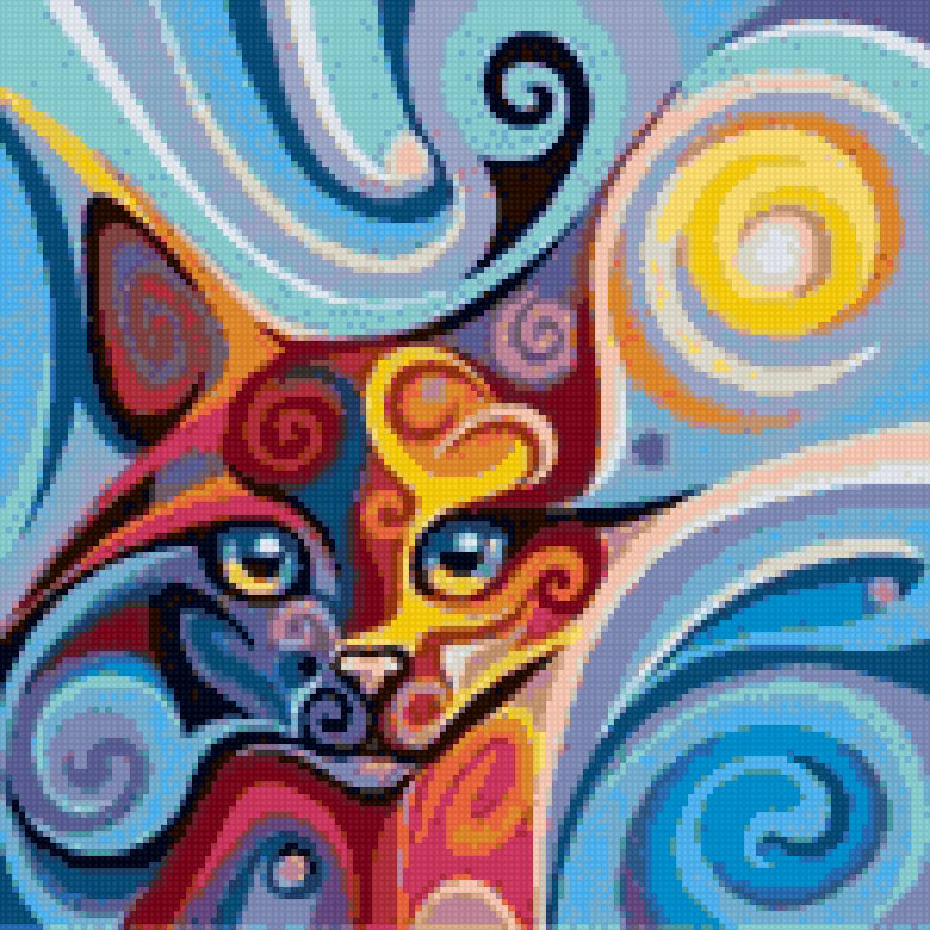 кошка14 - живопись, животные, котенок, кухня, кошка, картина, кот - предпросмотр