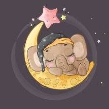 Схема вышивки «Слоник спит на луне»
