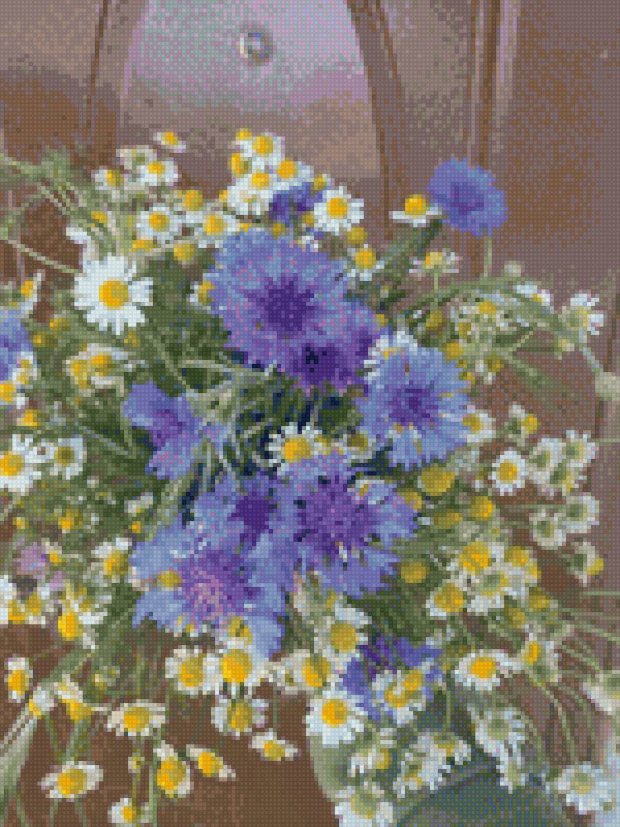 Полевые цветы - ромашки., цветы, васильки - предпросмотр