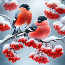 Схема вышивки «Снегири»