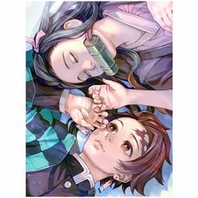 Схема вышивки «Танзиро и Нэдзуко»