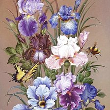 Схема вышивки «Пчелы и ирисы»