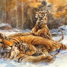 Схема вышивки «Тигриное симейство»