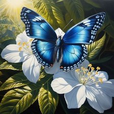 Схема вышивки «Синяя бабочка»