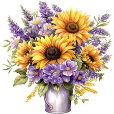 Схема вышивки «Цветы в ведёрке»