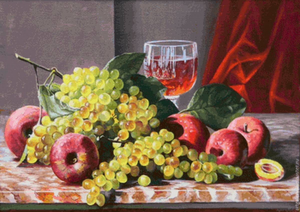 Осень - натюрморт, вино, осень, виноград - предпросмотр