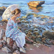 Схема вышивки «Девушка и море»