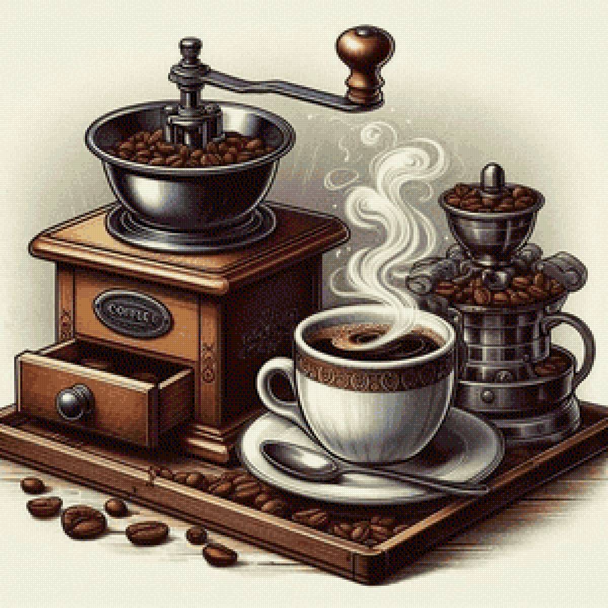 Кофейный аромат - кофе, кофемолка, чашка - предпросмотр