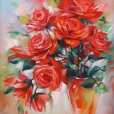 Схема вышивки «Алые розы»