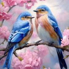 Схема вышивки «Птички синенькие»