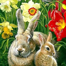 Схема вышивки «зайцы»