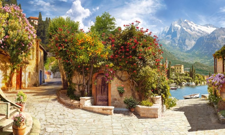 Италия - морской пейзаж, италия, горы, море - оригинал