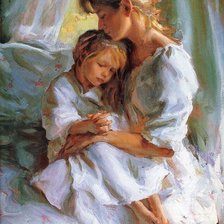 Схема вышивки «Madre con niña en brazos.»