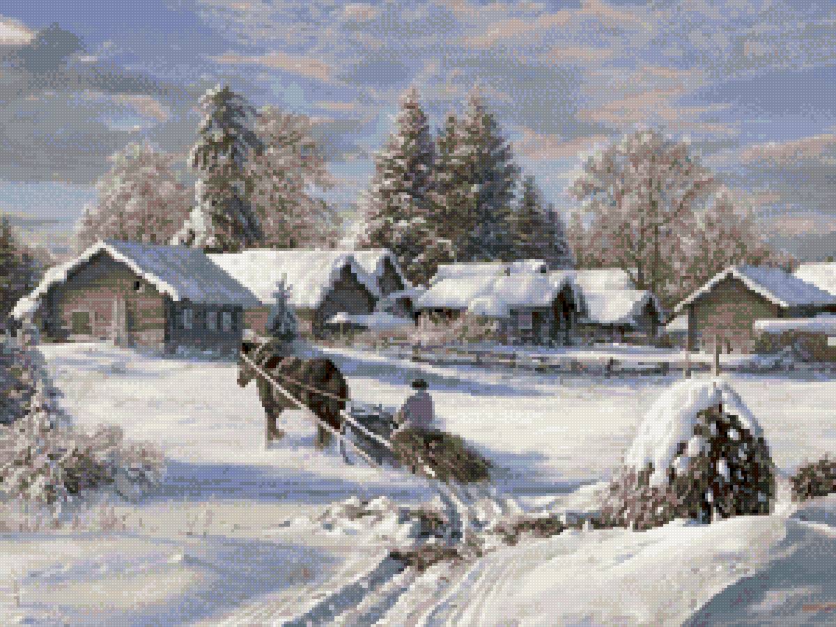 зима в деревне 2 - зима, снег, деревня - предпросмотр