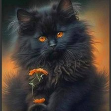 Схема вышивки «Котенок с цветком»