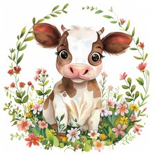 Схема вышивки «Cute Spring Animals - Cow»