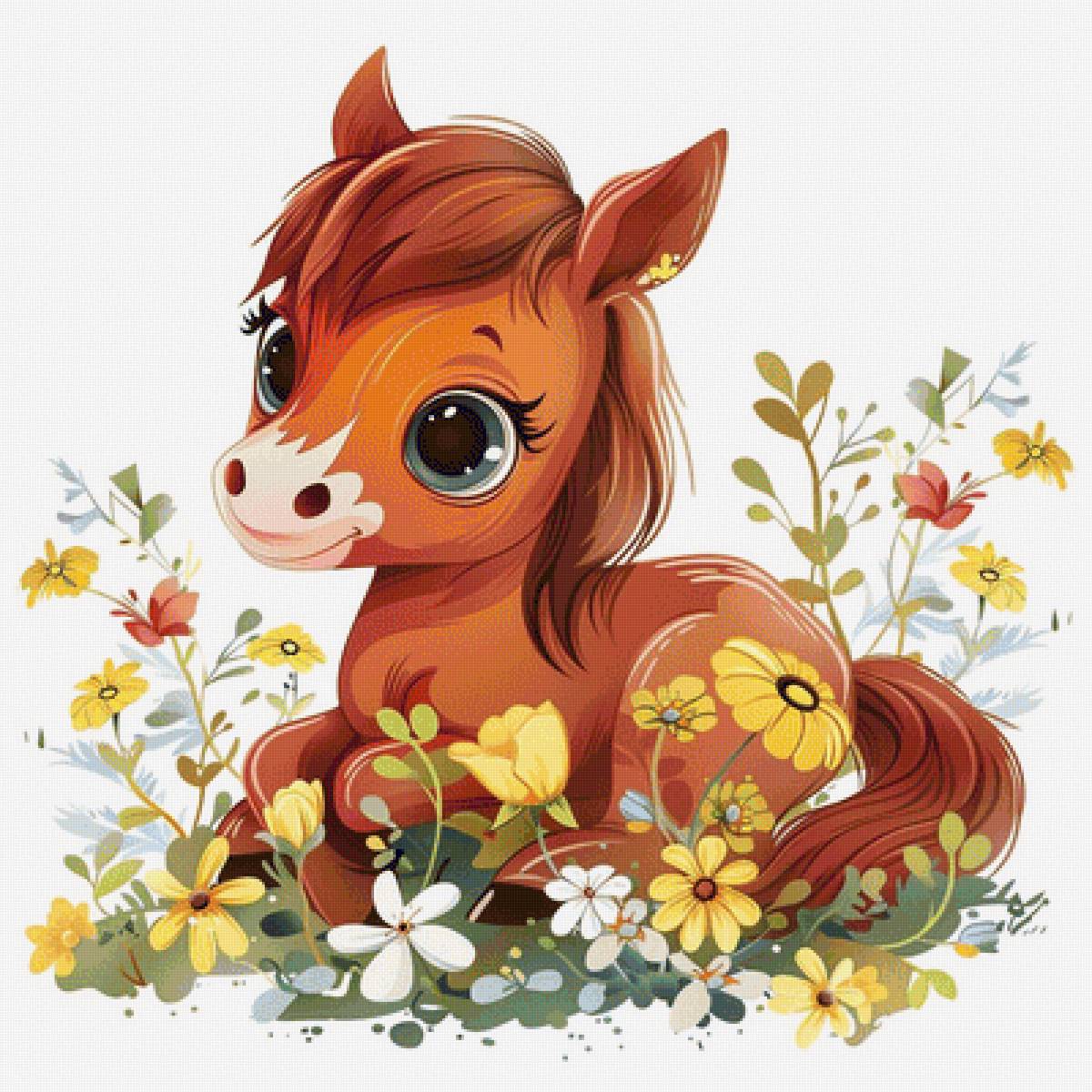Cute Spring Animals - Horse - animal, spring, horse, cute - предпросмотр