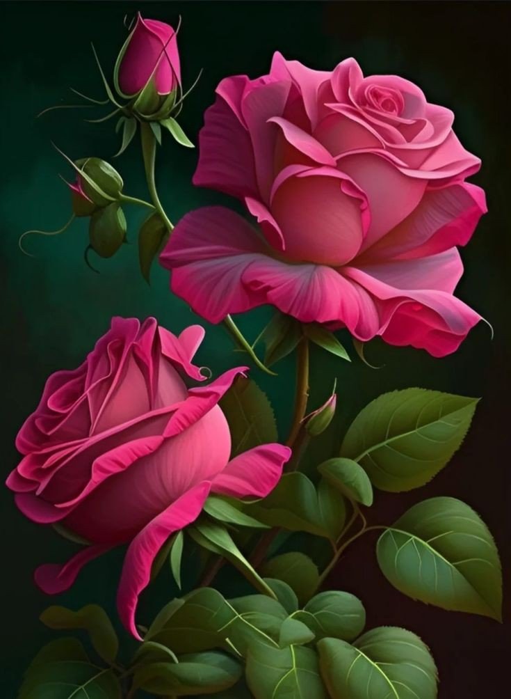 Розы на чёрном - розы - оригинал