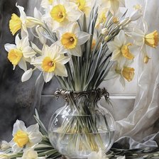 Схема вышивки «Нарциссы в вазе»