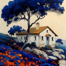 Схема вышивки «Árbol azulado»