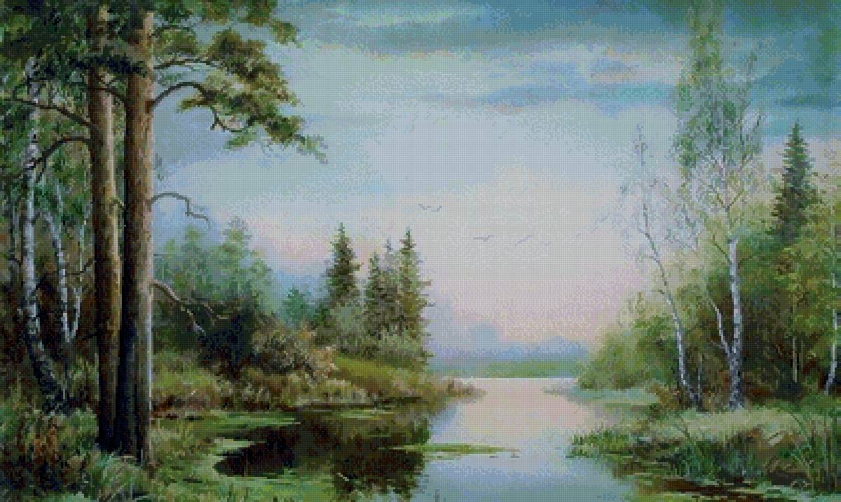 Пейзаж - пейзаж, сосны, озеро, природа, березы - предпросмотр