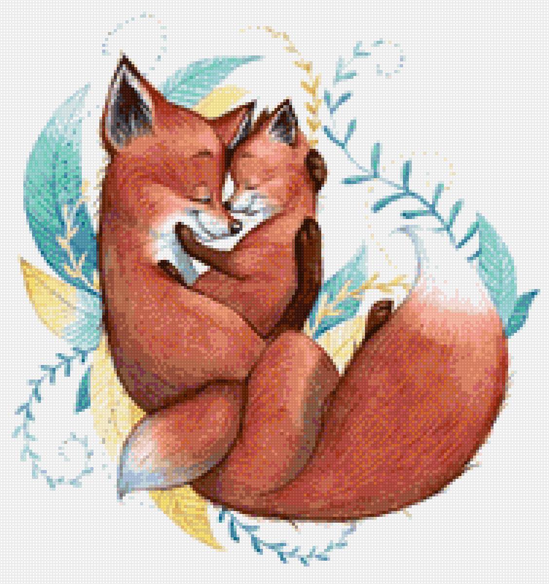 Лисята - парные схемы - предпросмотр