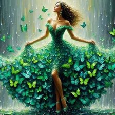 Схема вышивки «Девушка в зелёном»