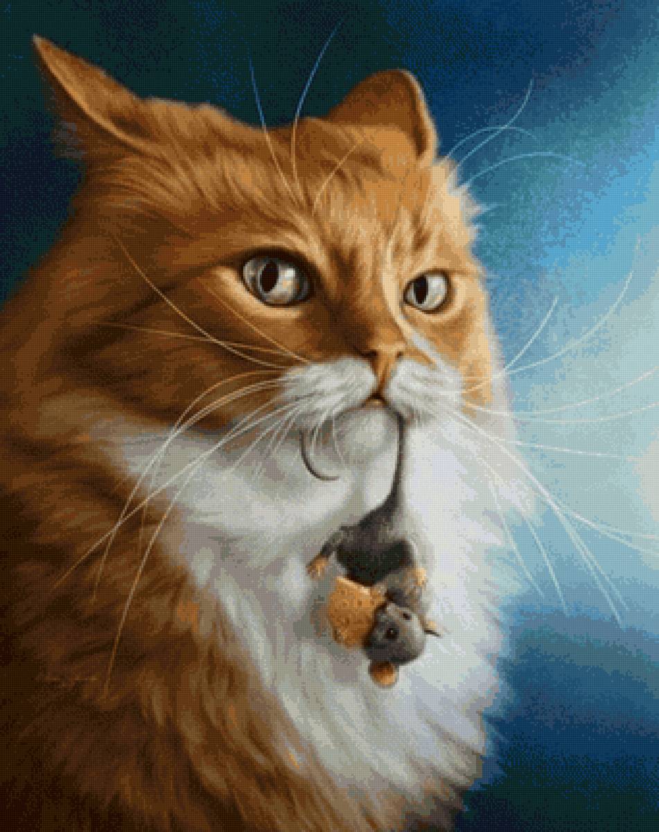 Рыжий охотник - коты, картина - предпросмотр