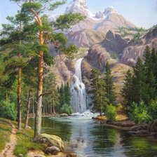 Схема вышивки «Водопад в лесу»